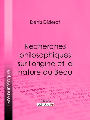 cover image of Recherches Philosophiques sur l'Origine et la Nature du Beau